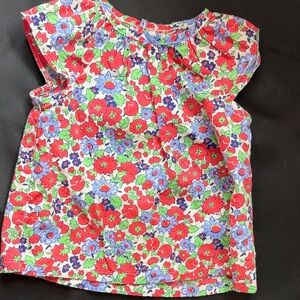Floral Kids Top - Red and Blue